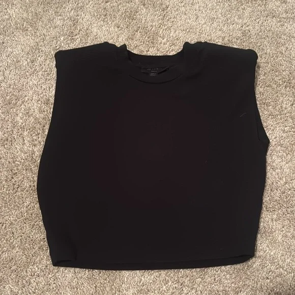 All Saints Coni Cropped Black Sleeveless Tank MEDIUM - Picture 2 of 5